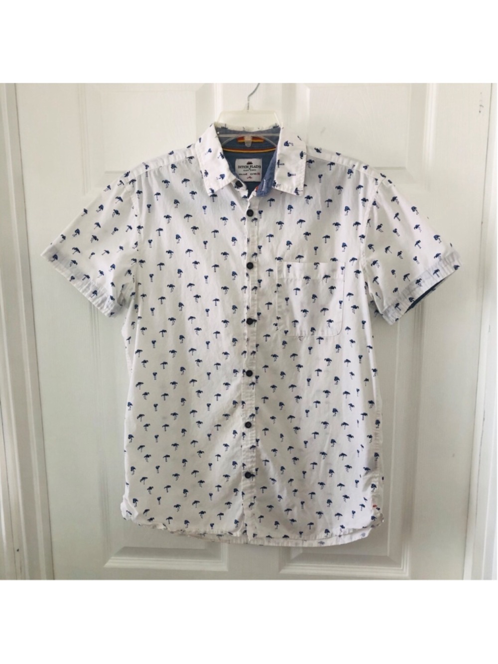 Size S Ditch Plains by Ricky Singh Slim Fit Denim & Flower Shirt Vacation Tropic